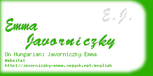 emma javorniczky business card